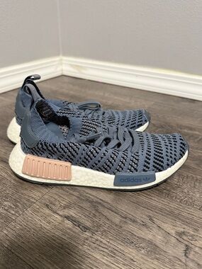 adidas NMD R1 Primeknit Sneakers - Blue with Pink Accents